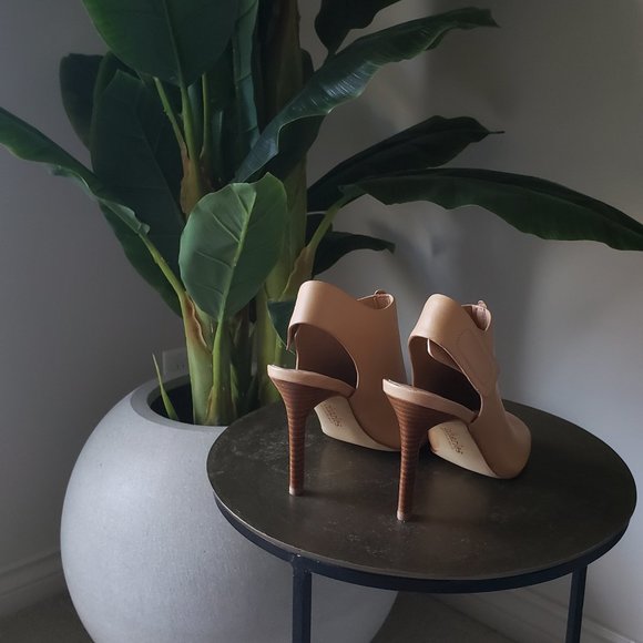 Leather Peep toe sling back booties - Picture 5 of 6